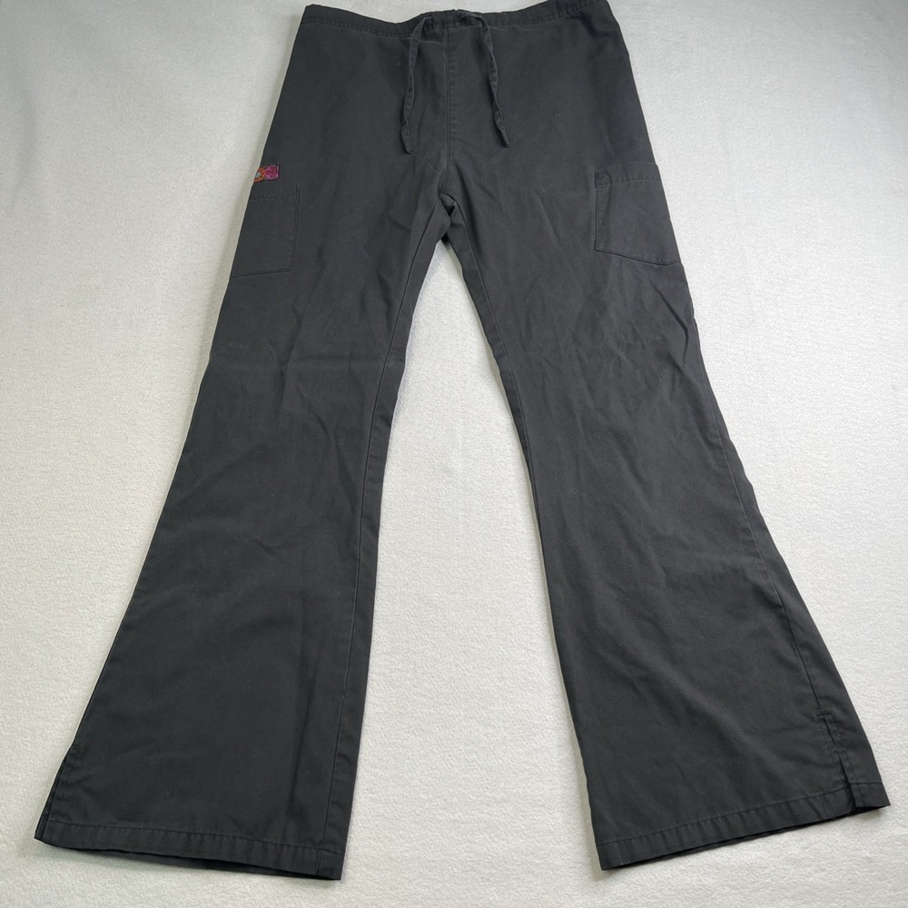 Dickies Cargo Scrubs Womens Medium Black Straight Leg Pull On Elastic Waist